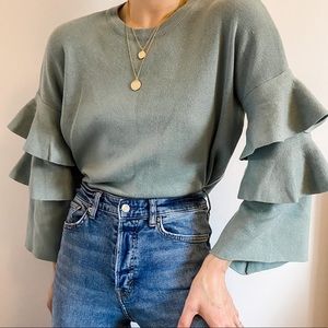 Poof! Sweater with Ruffle Sleeve